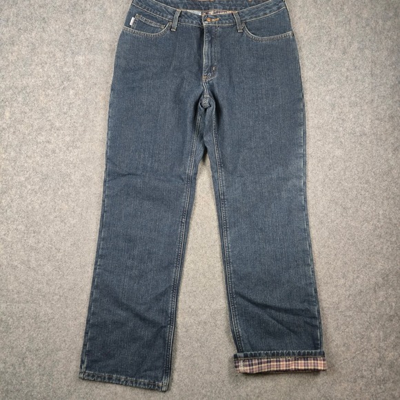 Carhartt Flannel Lined Jeans Womens 10 Blue Denim Relaxed Fit Straight Leg NEW - Picture 2 of 14